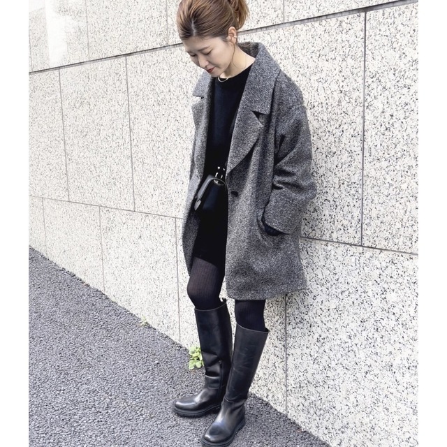 Wスライバーヘリンボーンミドルコート