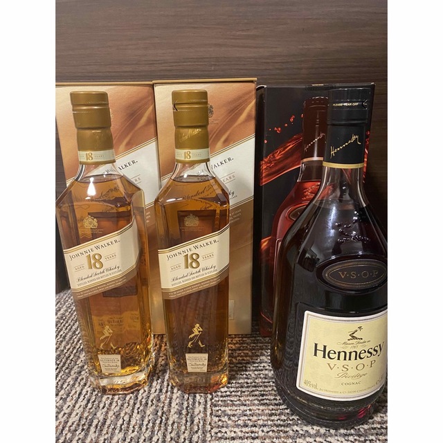 未開封ヘネシーVSOP1500ml 1本Johnny Walker18年 2本