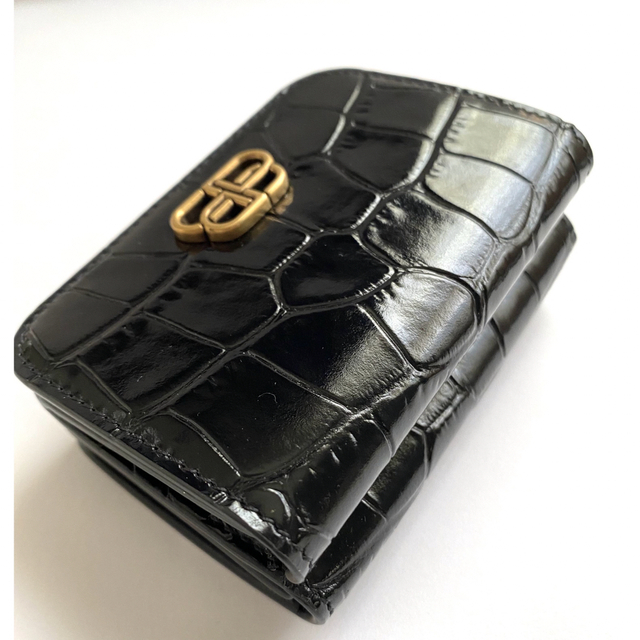 BALENCIAGA - 【新品】BALENCIAGA 三つ折り財布 BBロゴ クロコ型押