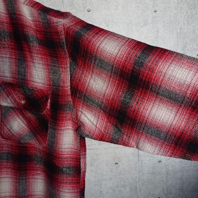 オンブレ】 チェック シャツ グランジ カートコバーン 赤 L ネルシャツ