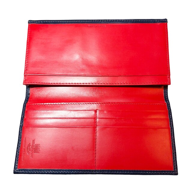 Whitehouse Cox ネイビー レッド ブライドルレザー 長財布 札入れ