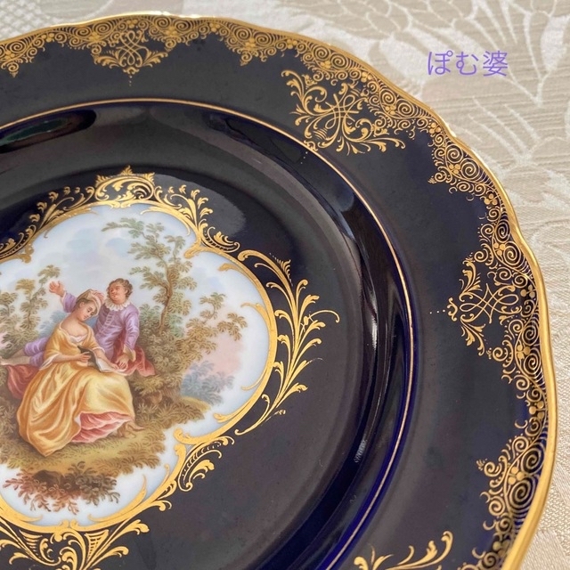 MEISSEN - 【古マイセン】恋人文／コバルト 22金彩 皿 プレートの通販