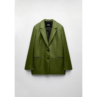 ZARA（ライダースジャケット ・ グリーン・カーキ/緑色系）のフリマ