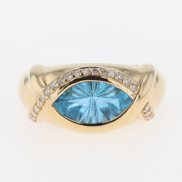 ブルートパーズ デザインリング 約12号 YG ブルートパーズ デザイン