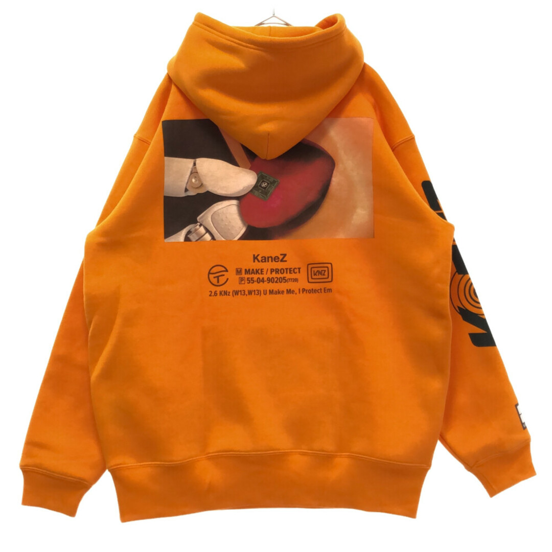 KaneZ ケインズ ロゴ刺繍プルオーバーパーカー オレンジ フーディー