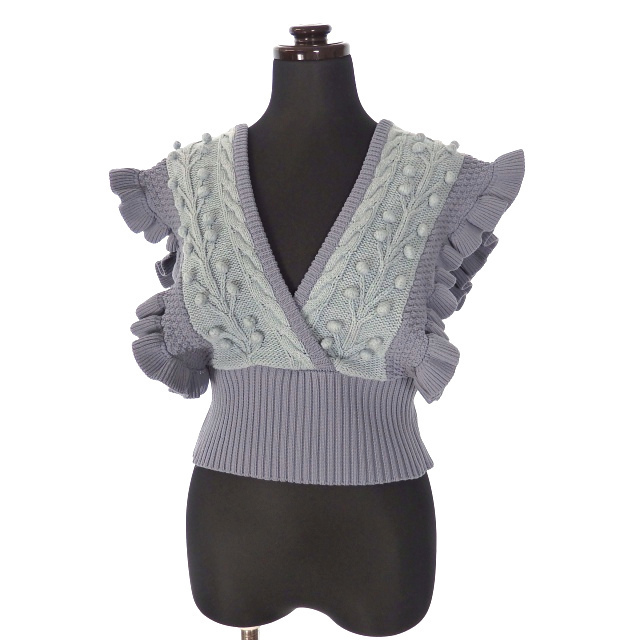 ラインヴァンド LEINWANDE フリル ニットベスト トップス F ブルーの