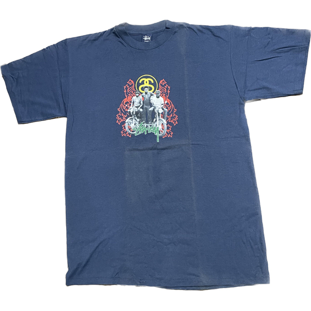 STUSSY - 【STUSSY】90s old stussy フォトTシャツ L 紺 ①の通販 by