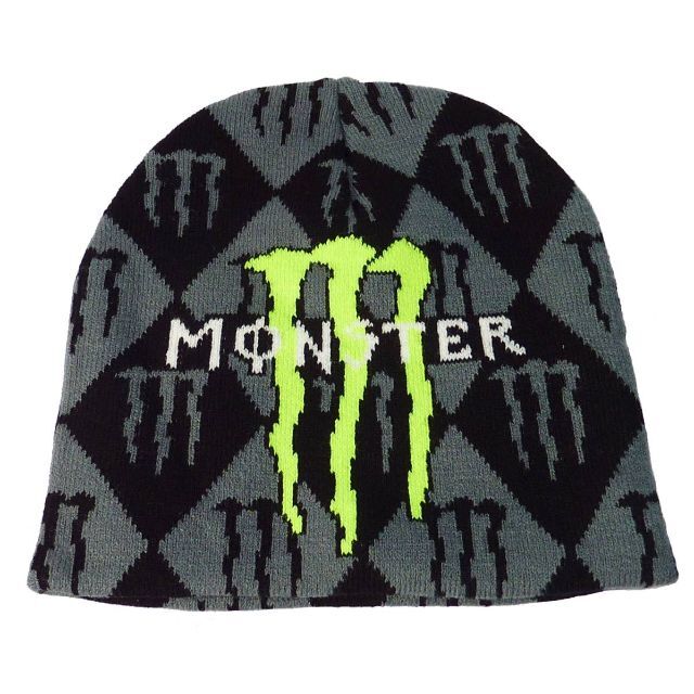モンスターエナジー モノグラム ビーニーニットキャップ ブラックの
