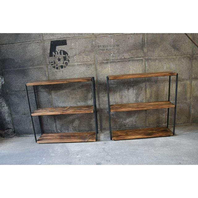 アイアンシェルフ×2台 男前 インダストリアル ハンドメイド 什器 棚