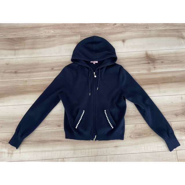 TOCCA - ☆TOCCA 洗えるPEARL HOODIE フーディー M ネイビー パーカー