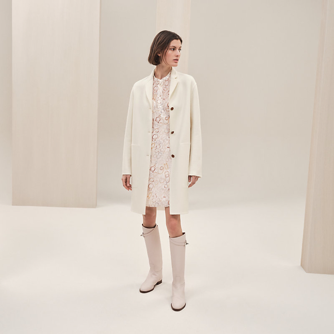 HERMES - 【新品未使用】エルメス 2023秋冬 カシミヤコート 白 34の