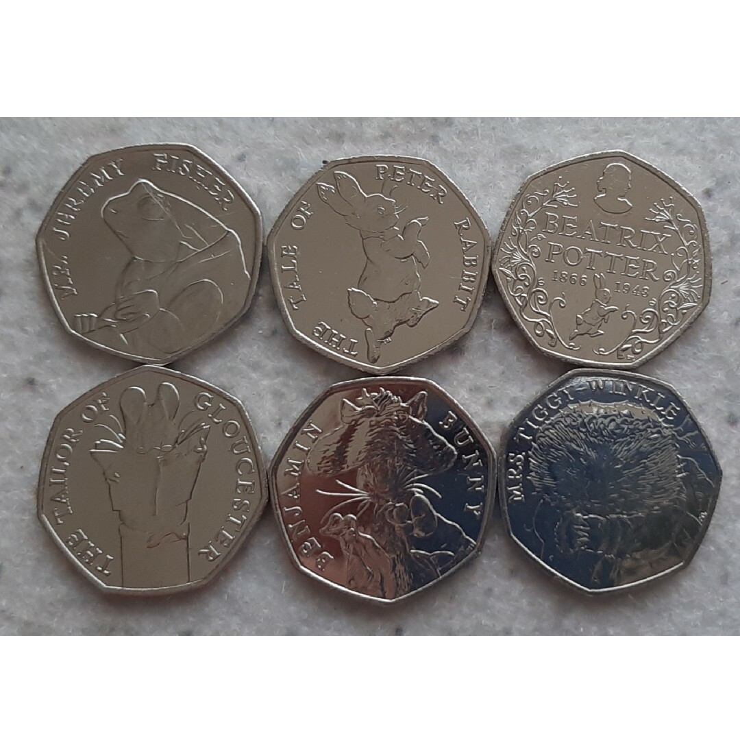 6種類セット 本物 イギリスのコイン ビアトリクス・ポター ピーター