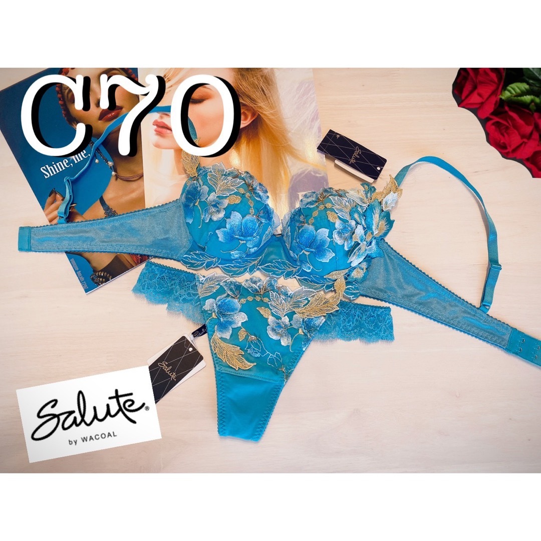 ワコール サルート86G【新品】リボンの騎士ブラE70&ソングL セットGY