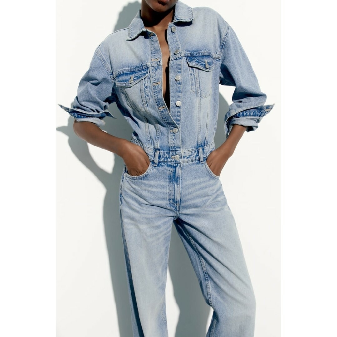 ZARA - ZARA デニム TRF オーバーサイズ ジャンプスーツ Sサイズ