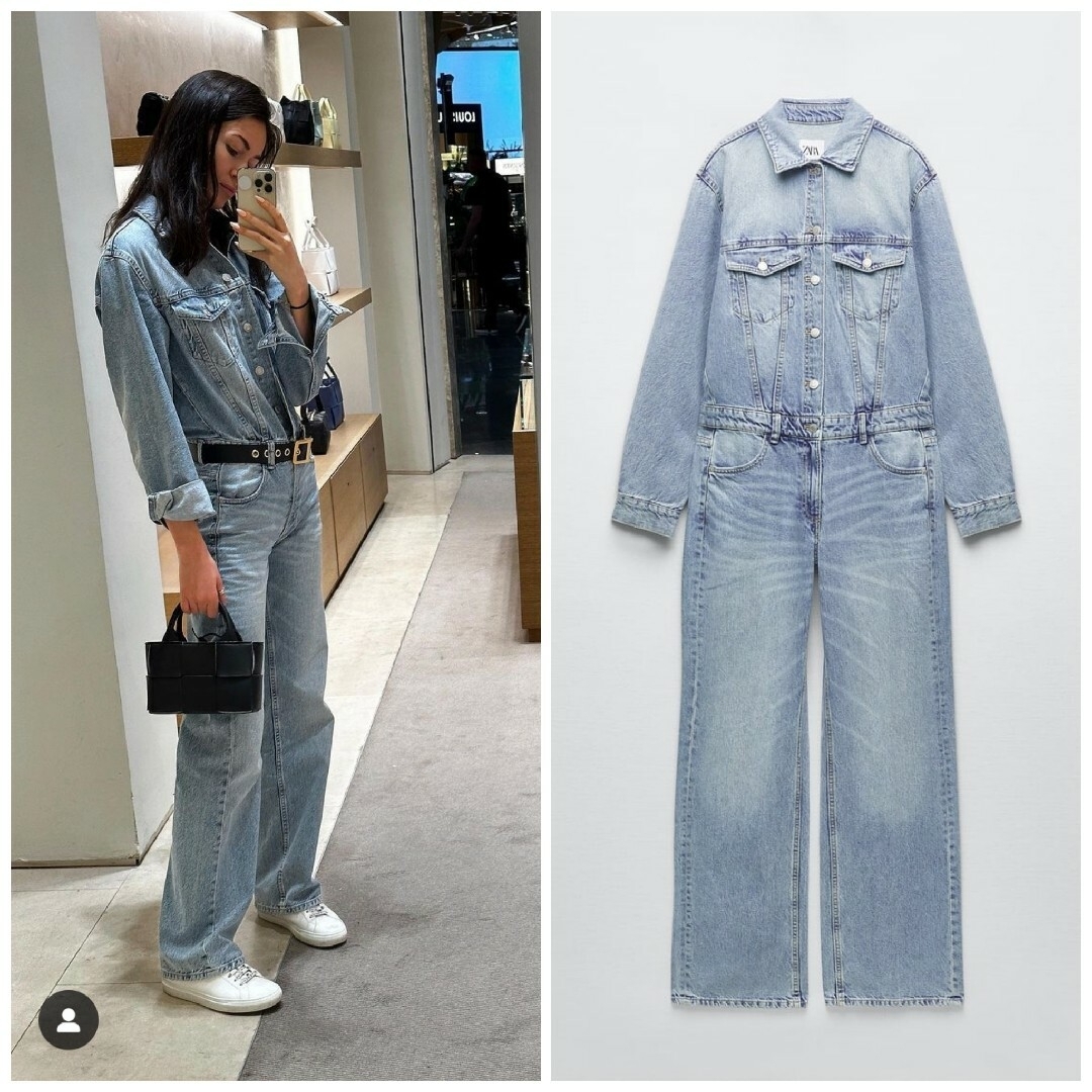 ZARA - ZARA デニム TRF オーバーサイズ ジャンプスーツ Sサイズ