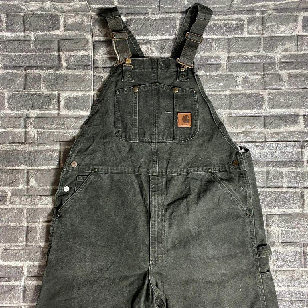 carhartt - カーハート☆オーバーオール USA古着 レザーロゴ 90s