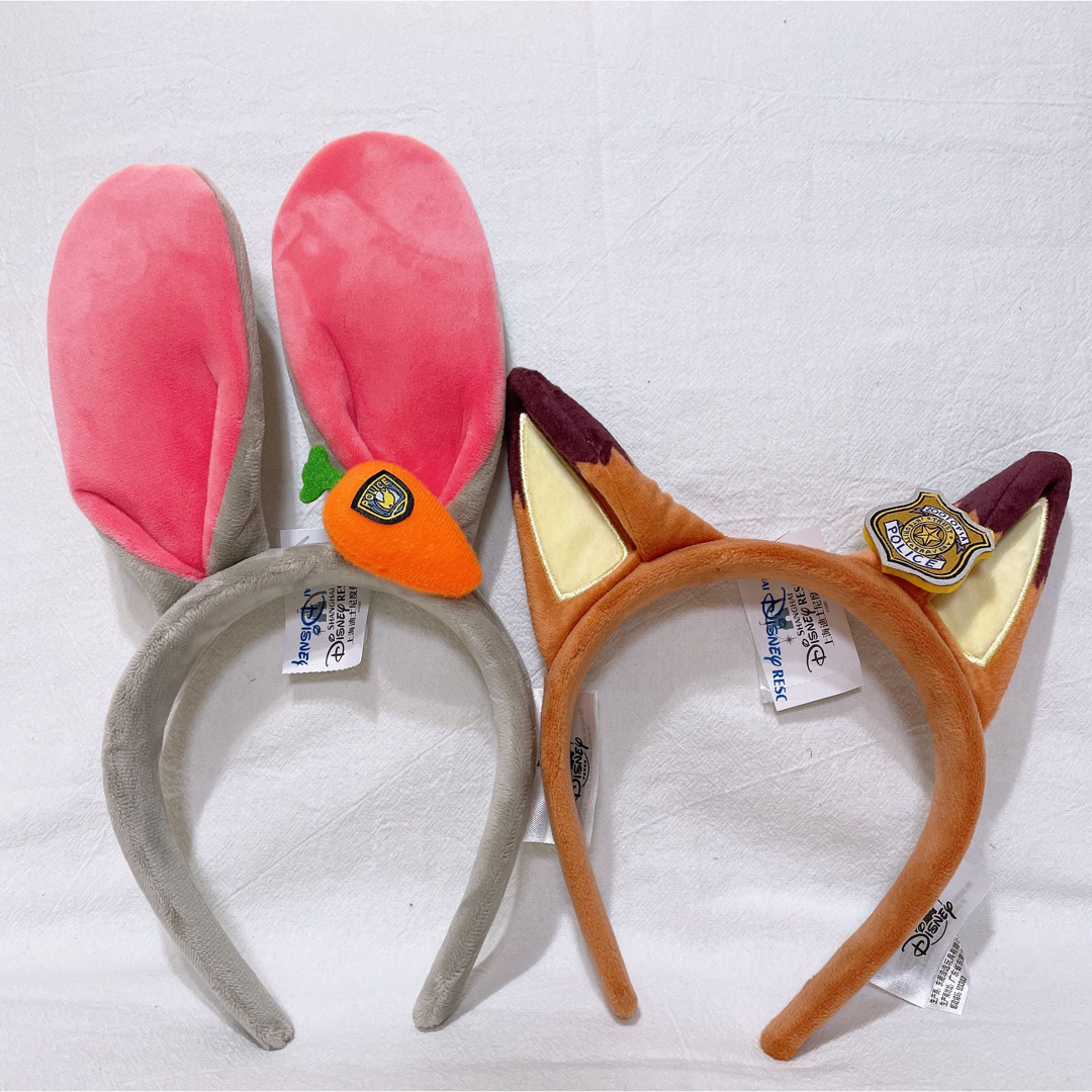 正規品 上海ディズニー ズートピア ニックとジュディ カチューシャ2点