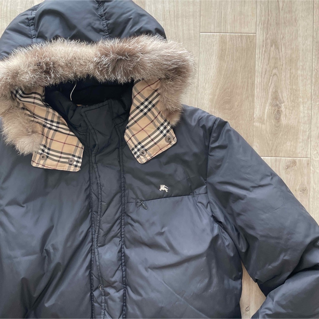 バーバリーブラックレーベル ダウンジャケット ノバチェック フード L