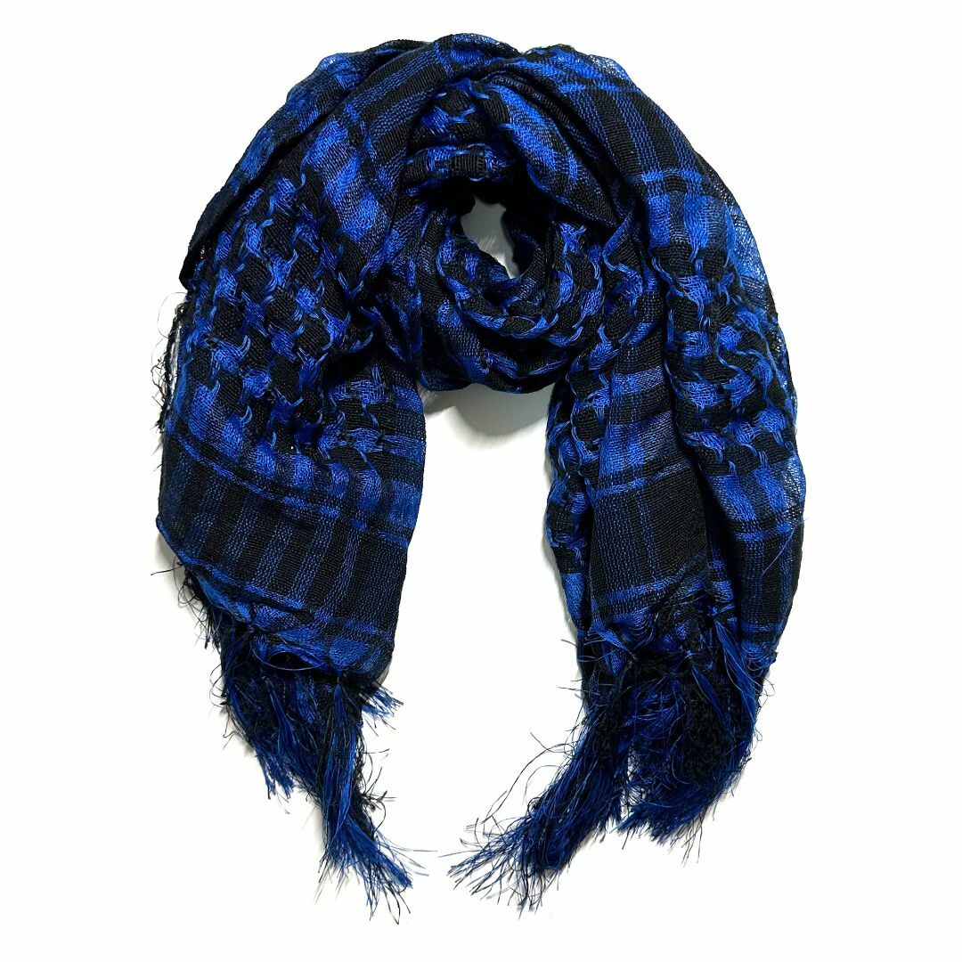 アフガン ストール 大判サイズ ブルー フリンジ付き ミリタリー