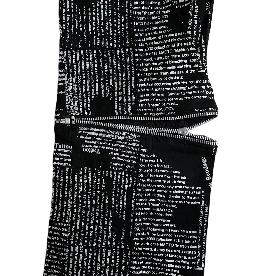 h.NAOTO ジップパンクパンツ ベルト付 ムラ染ペイント クロップド