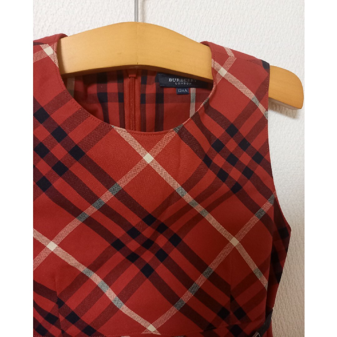 BURBERRY - バーバリーロンドン ノースリーブ ワンピース 赤 チェック