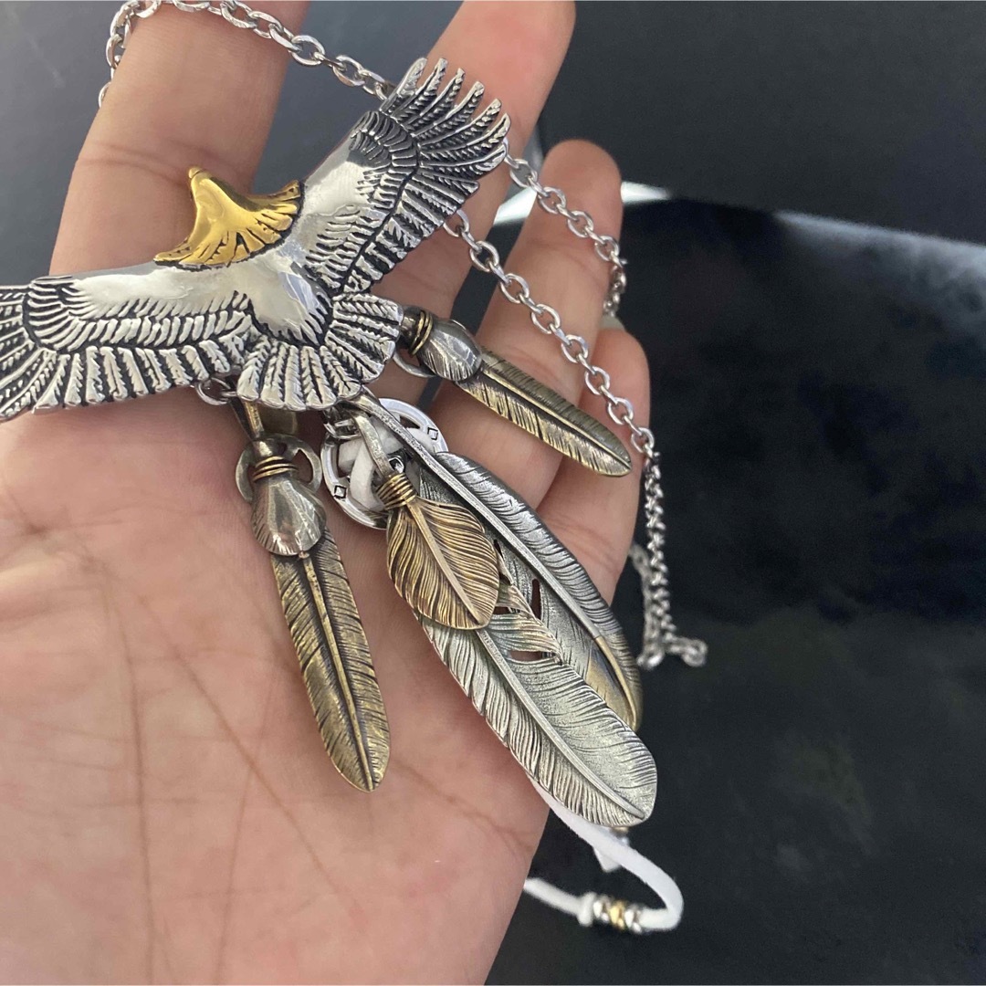 最高峰 セット イーグル フェザーネックレス 金爪 上金フェザー 4連