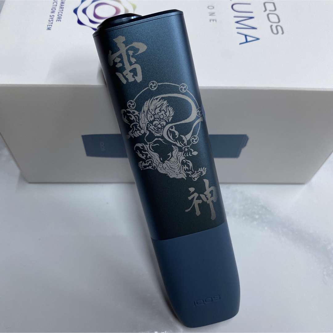 IQOS - iQOS ILUMA ONE イルマワン レーザー加工 雷神 風神 和彫り 青