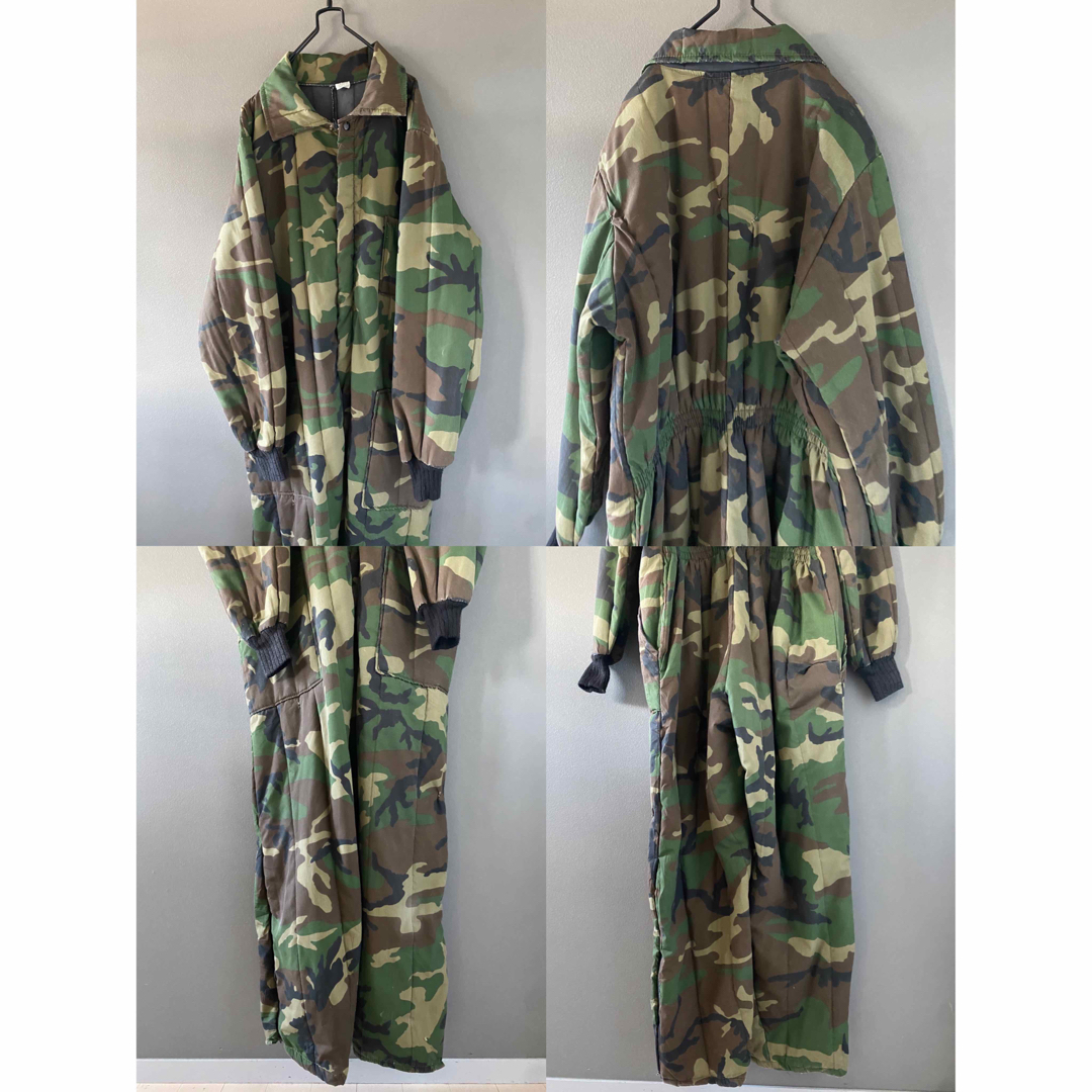 古着 ビンテージ 70s 迷彩 ミリタリー 軍 ワーク 繋ぎ つなぎ 希少 傷