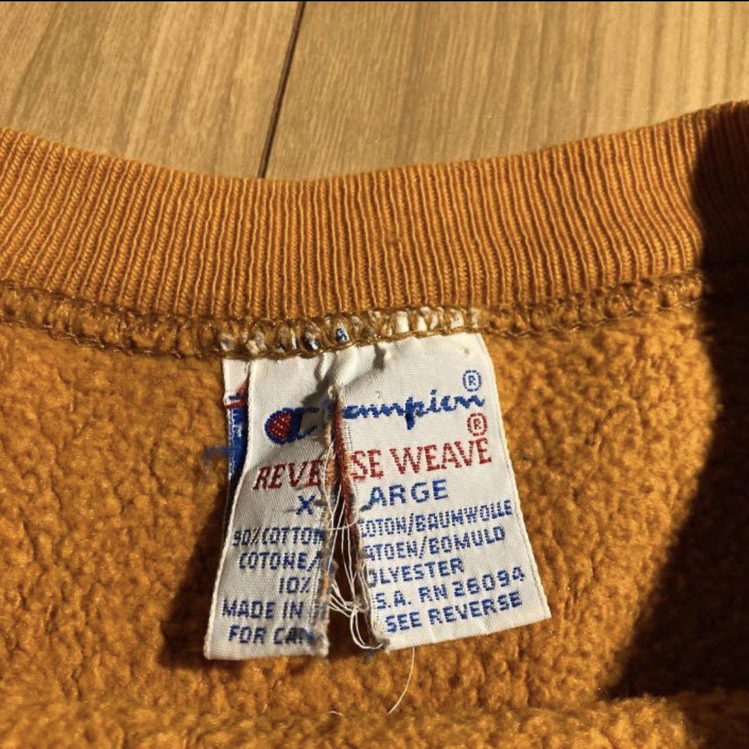 Champion - マスタード 茶色 目無し リバースウィーブ reverse weave