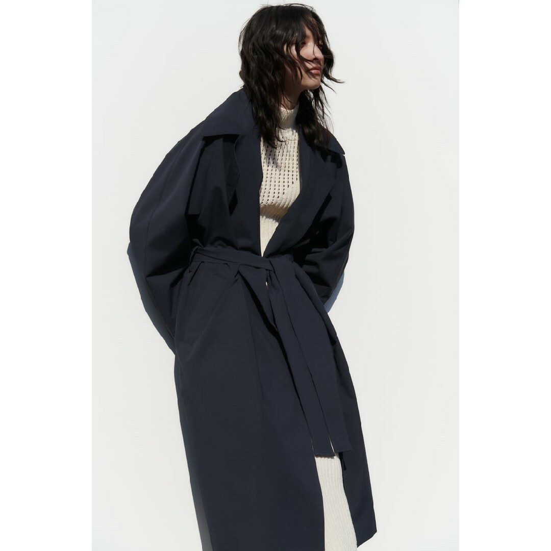 ZARA - ZARA ベルト テクニカル トレンチコート Mサイズ ネイビー
