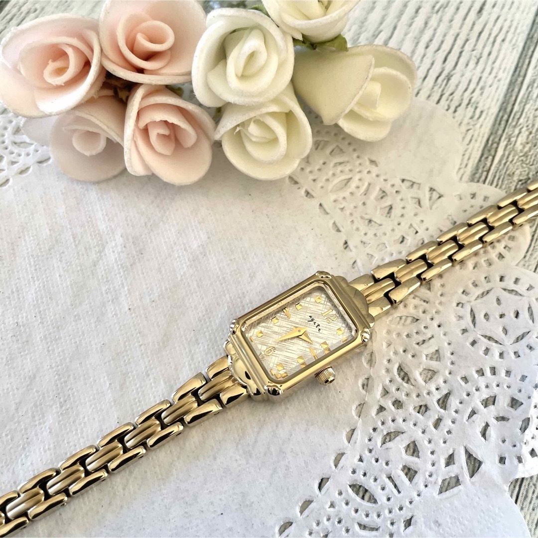 agete - 【電池交換済】agete アガット スクエア ゴールド 腕時計