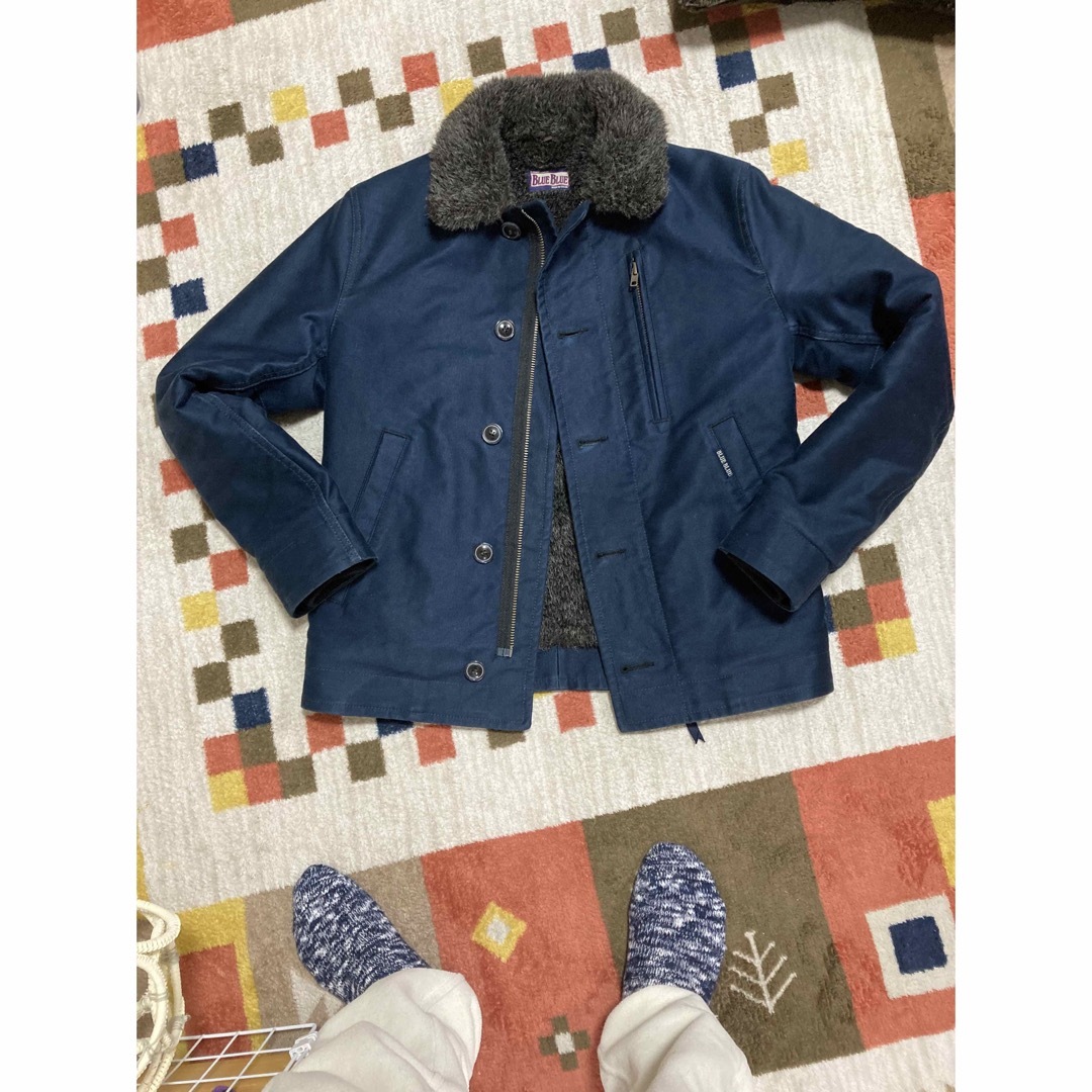 BLUE BLUE - 美品ハリラン／ブルーブルー裏ボアジャーマンクロスデッキ