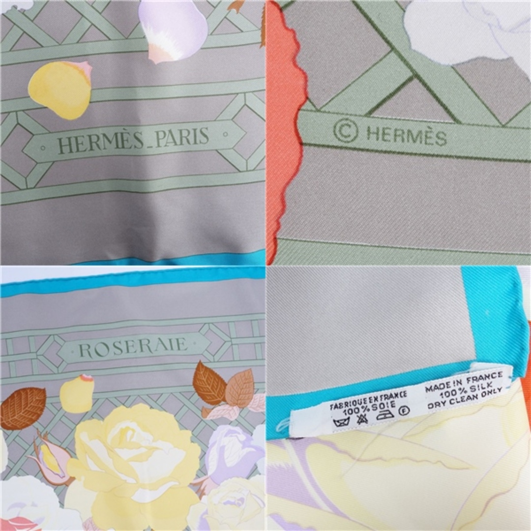 HERMES - エルメス HERMES スカーフ カレ90 ROSERAIE バラ園 シルク100