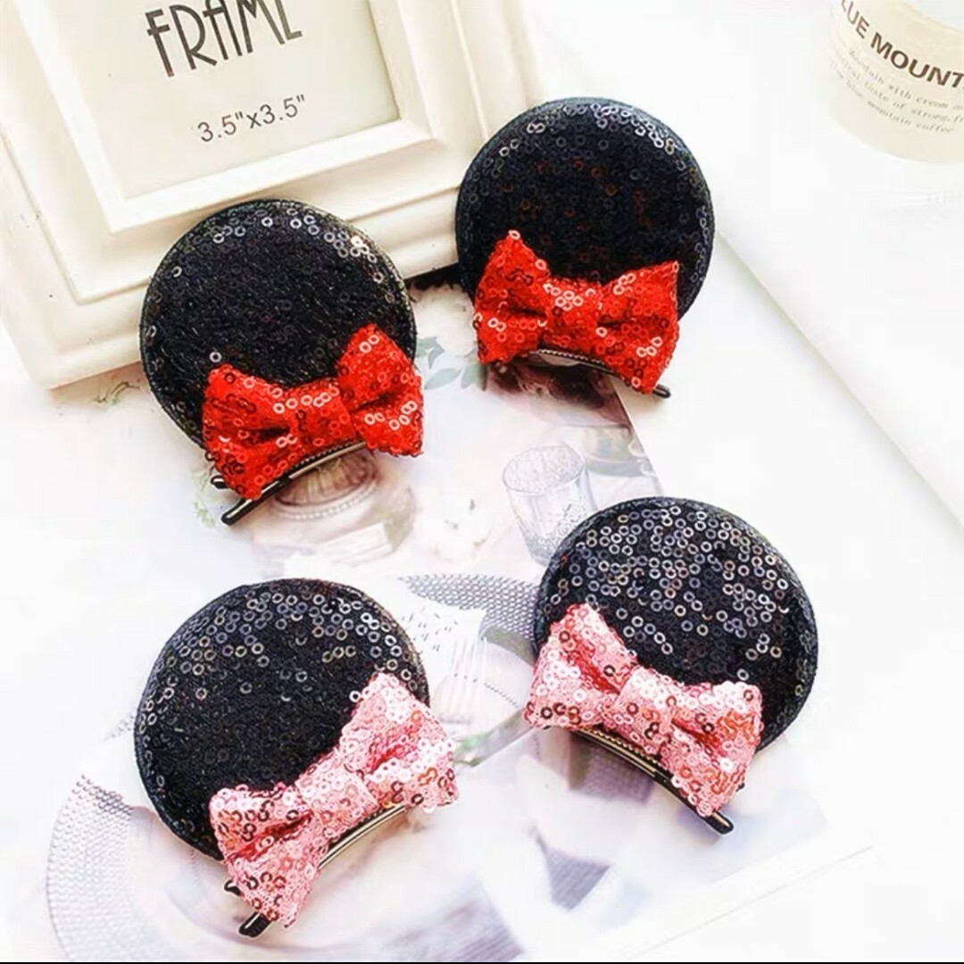 耳 ヘアピン 女の子 ディズニー ベビー コスプレ リボン ミニー 髪飾り