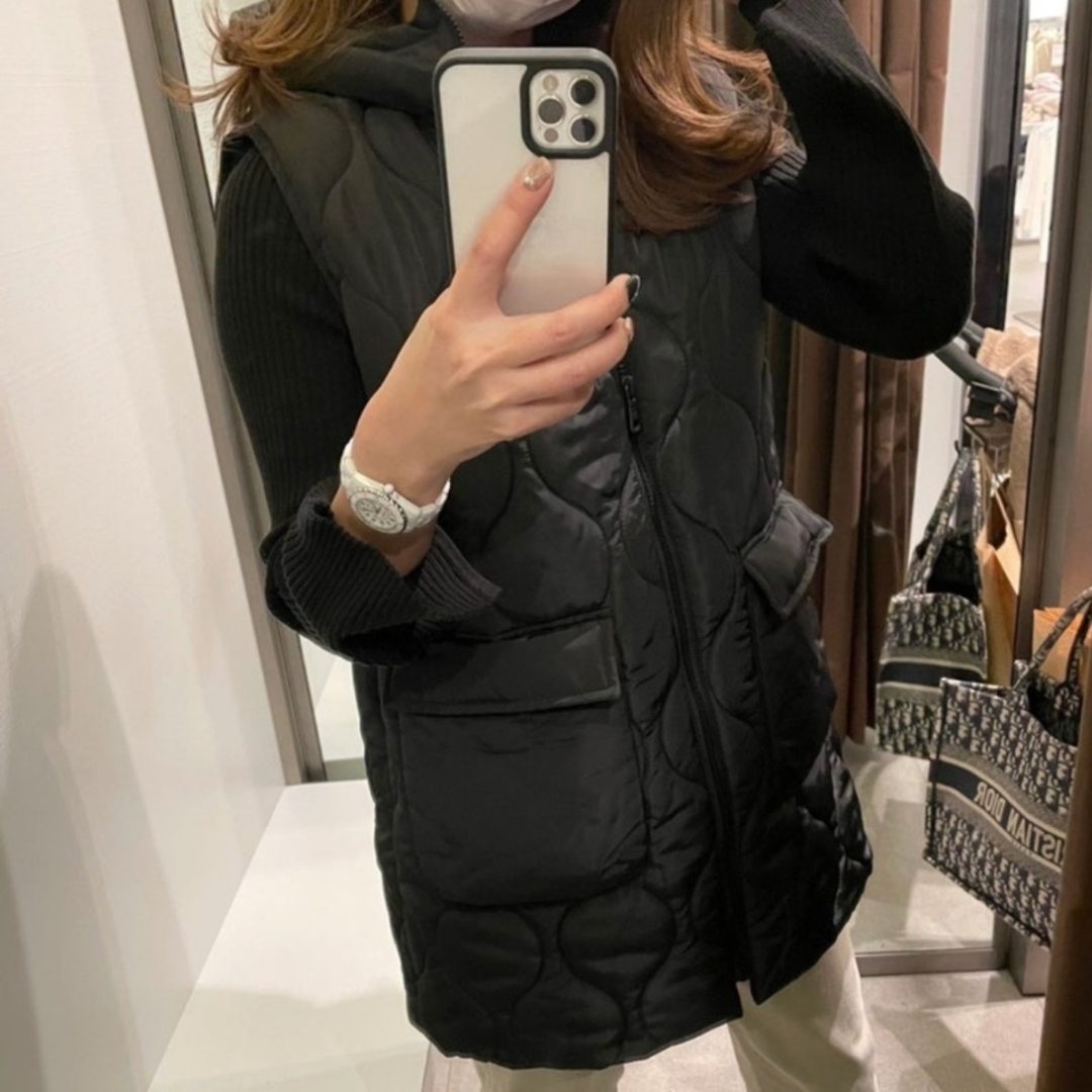 ZARA - ZARA ロングキルティングベストの通販 by ameri shop｜ザラなら