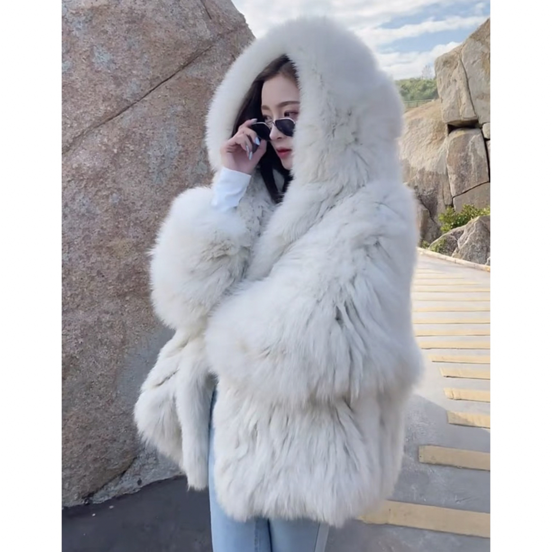 新品未使用 フード付きファーコートの通販 by cocoshop｜ラクマ