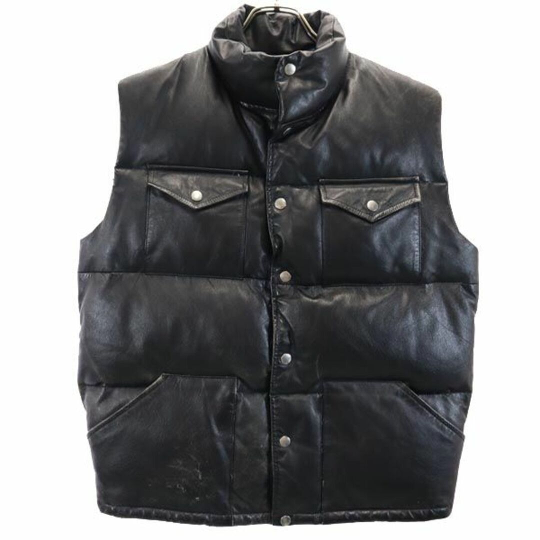 BEAMS - ビームス レザー ダウンベスト S ブラック BEAMS メンズ 古着