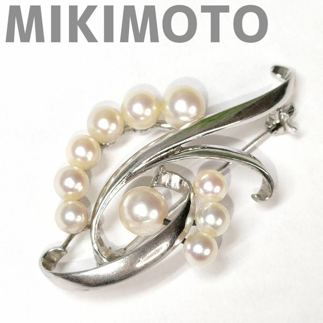 MIKIMOTO - ミキモト パール 真珠 ブローチ 10珠 シルバー M刻印 S刻印