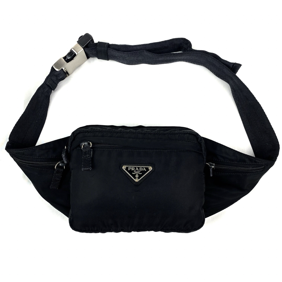 PRADA ウエストポーチ ボディバッグ 三角ロゴ ナイロン ブラック 白タグ