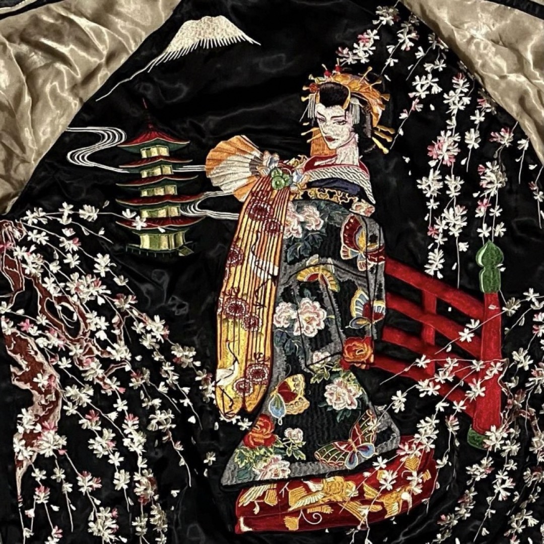 リバーシブル 総刺繍 スカジャン sizeL あ*様 総刺繍 歌舞伎