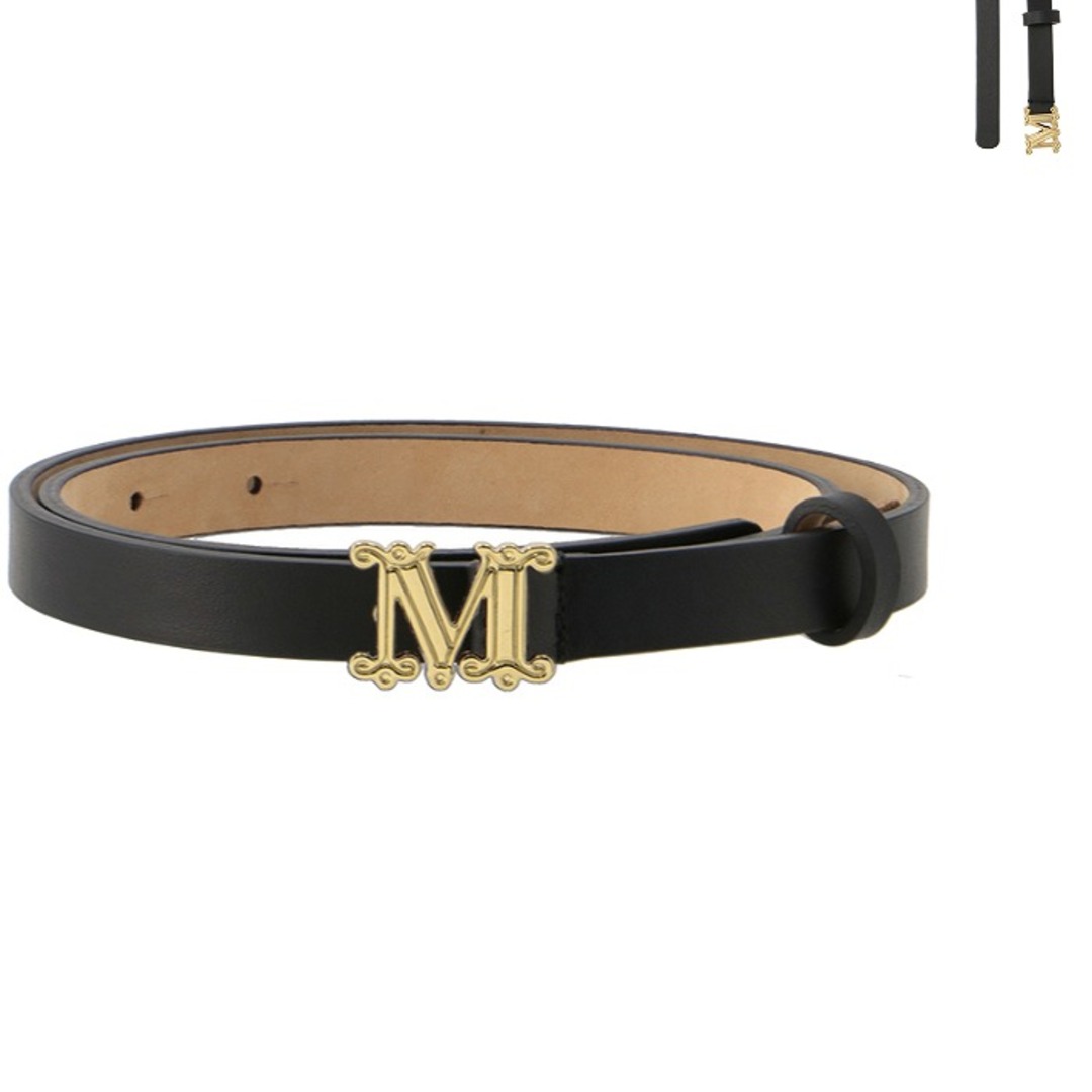 Max Mara - マックスマーラ MAX MARA レザーベルト Mロゴ 1.5cm幅