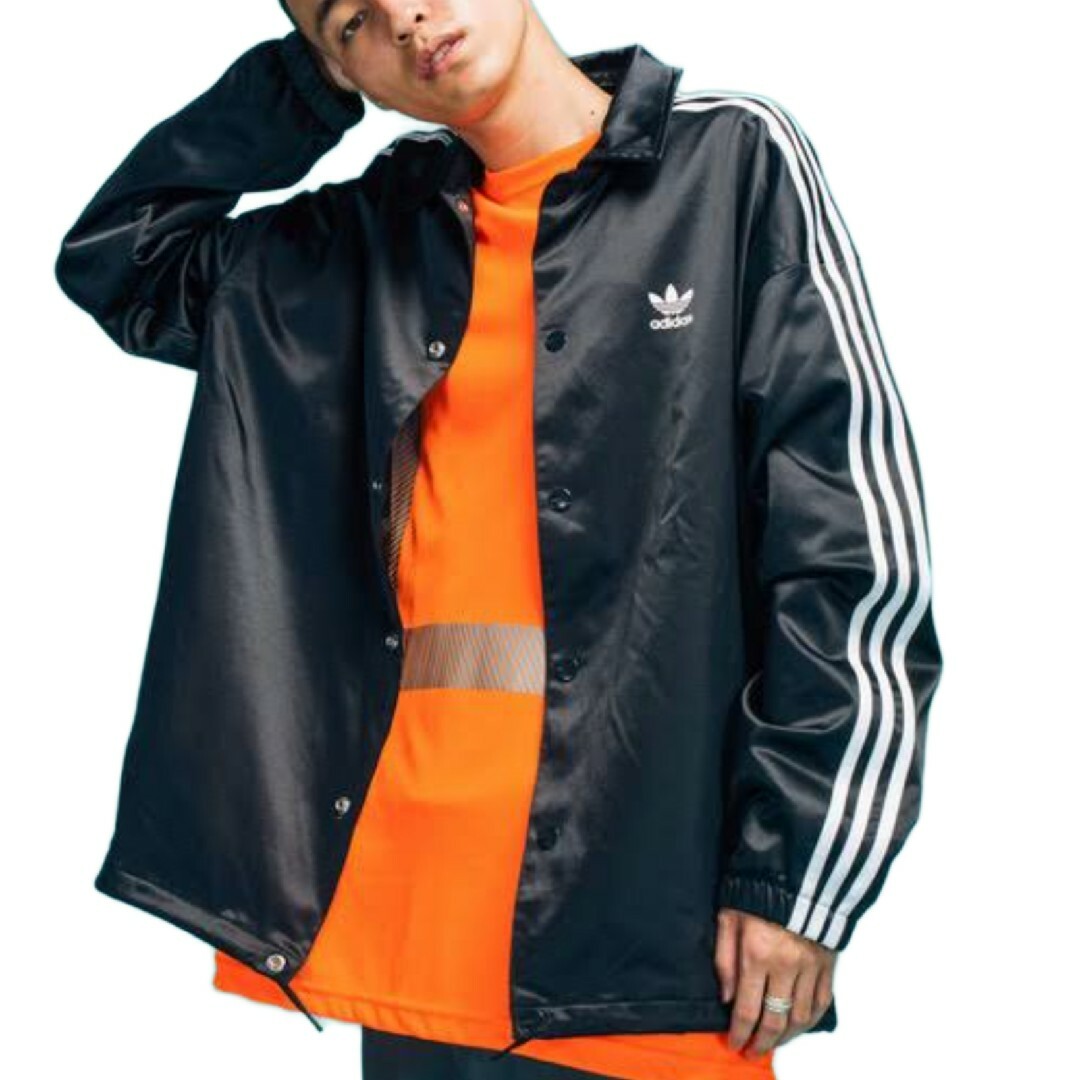 adidas - adidas☆サテン コーチジャケット☆ナイロンジャケット☆黒