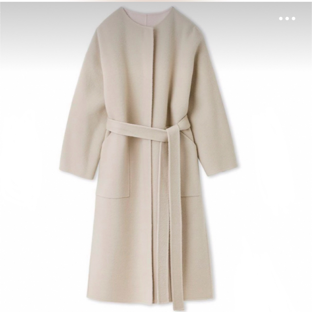 FRAY I.D - FRAY IDウールカシミアバイカラーリバーコート ベージュ