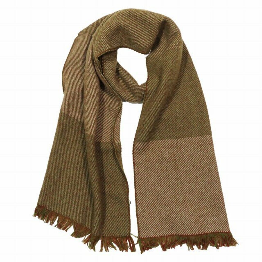 美品◎ロロピアーナ カシミヤ100% ウェーブ加工 フリンジマフラー