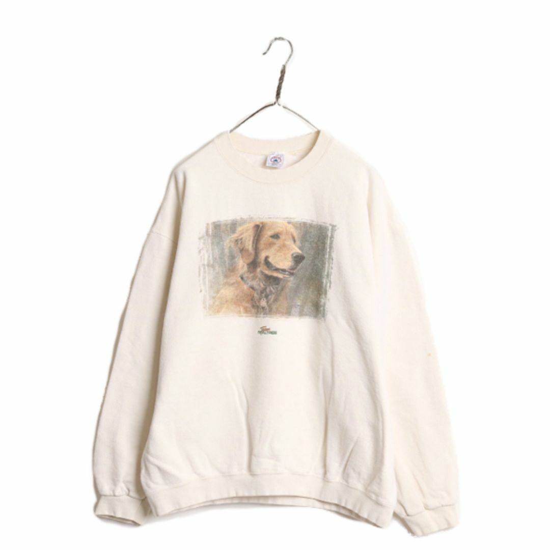 90s USA製 ドッグ イラスト プリント スウェット メンズ XL 古着 90