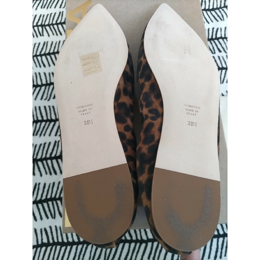 新品☆BRENTA レオパード ポインテッドフラットパンプス レオパード