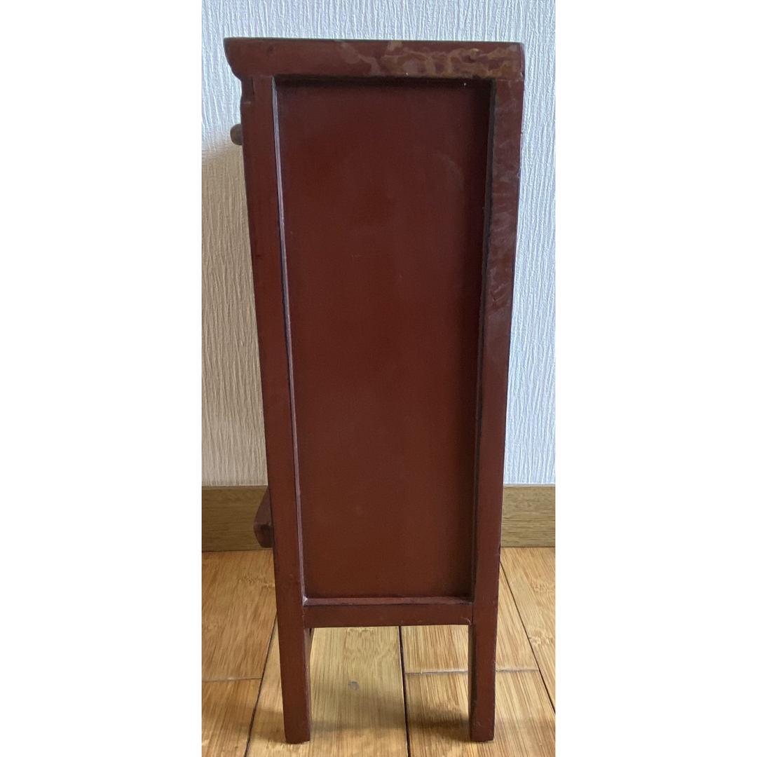 李朝家具 小さい収納箱 引き出し付き台 鍵付 民芸家具 アンティークの