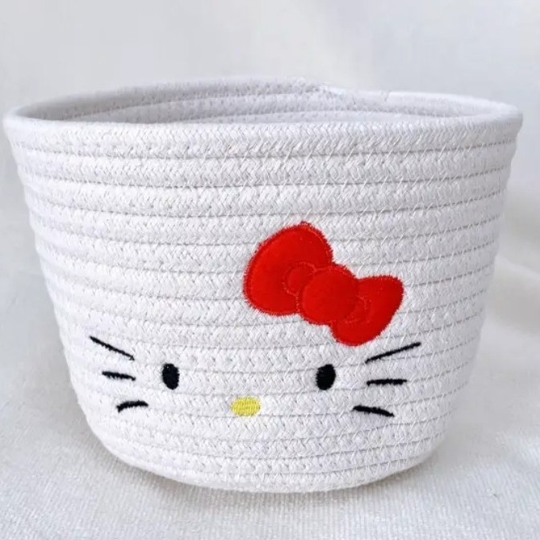ハローキティ - ダイソーキティかご ロープ収納 ロープ バスケットの