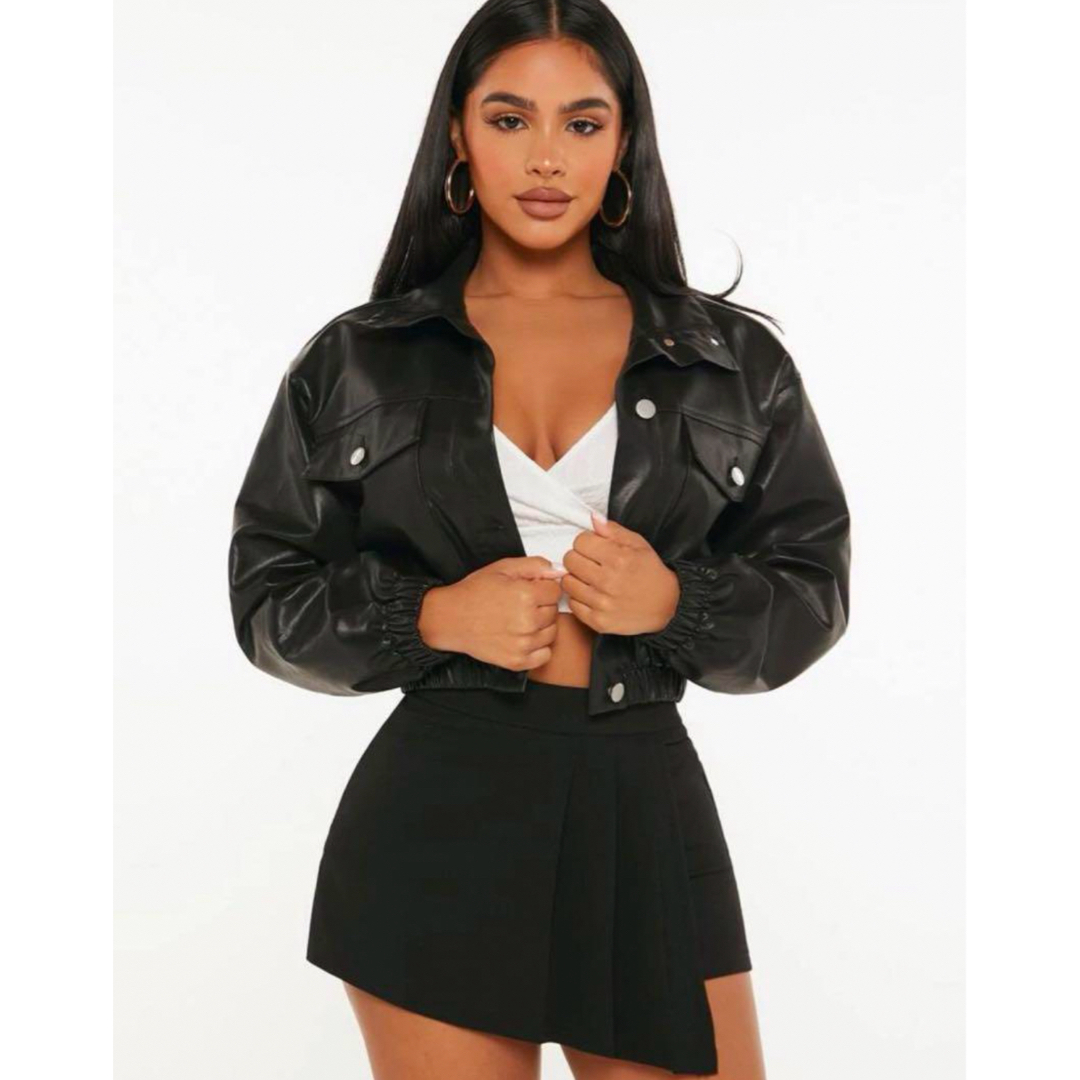 ZARA - 新品ショート丈 クロップド レザージャケット 革ジャン fashion