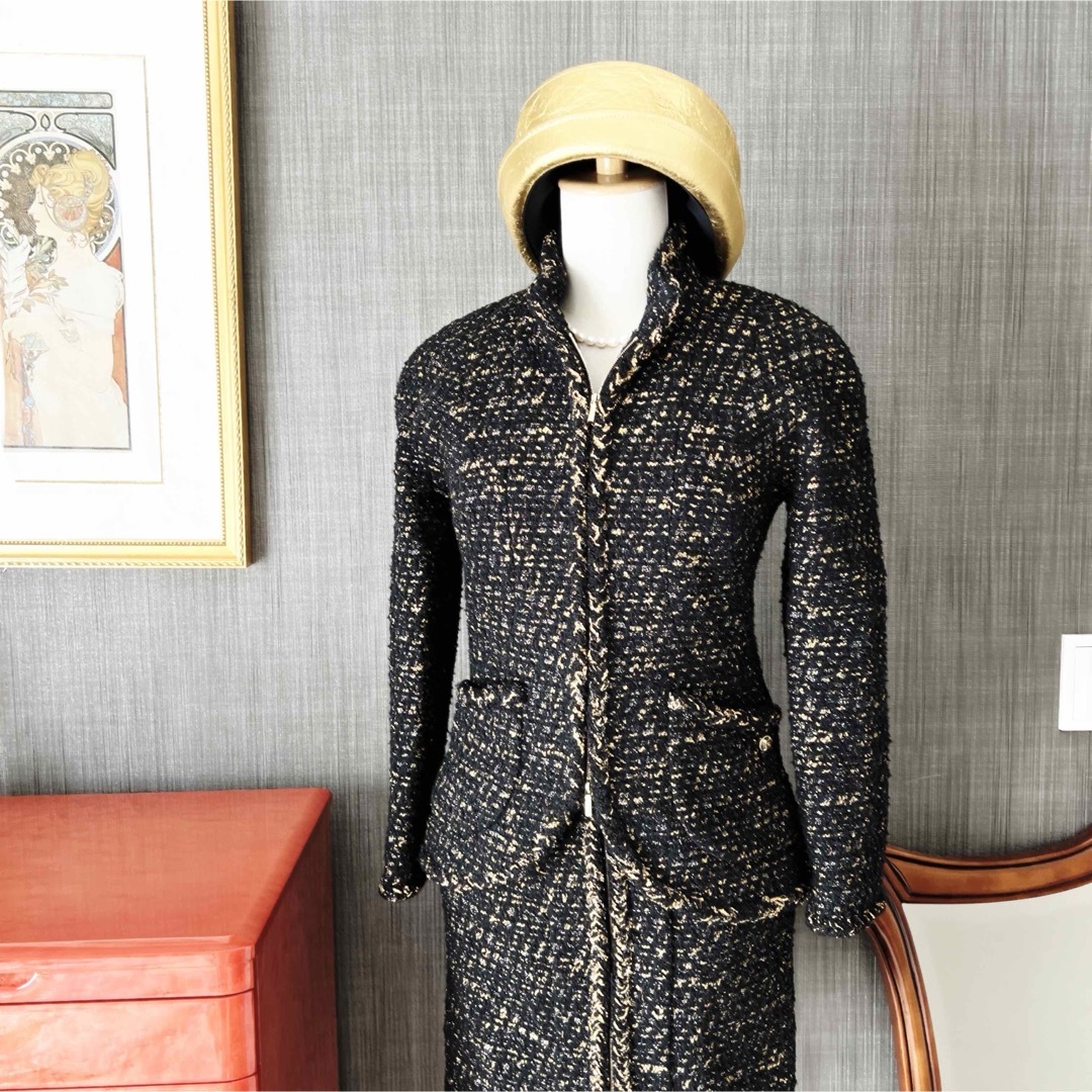 CHANEL - 極美品 CHANELシャネル ツイード 2019 グリポア ゴールド